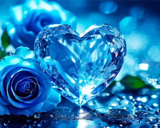 Crystal Blue Heart Diamond Painting