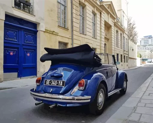 Dark Blue Convertible Beetle Diamond Painting