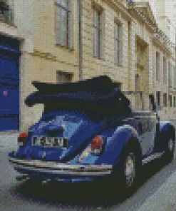 Dark Blue Convertible Beetle Diamond Painting