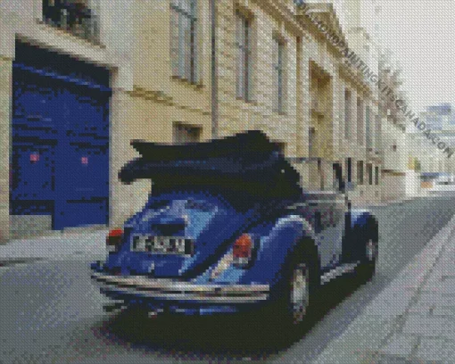 Dark Blue Convertible Beetle Diamond Painting