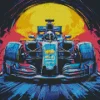 Illustration Blue Formula 1 Car Diamond Painting