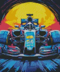 Illustration Blue Formula 1 Car Diamond Painting