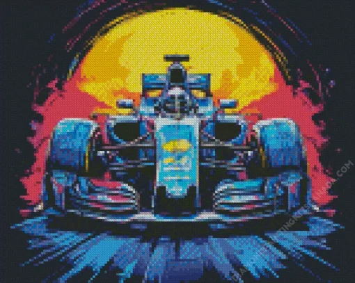 Illustration Blue Formula 1 Car Diamond Painting