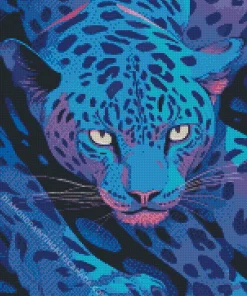 Illustration Blue Jaguar Diamond Painting