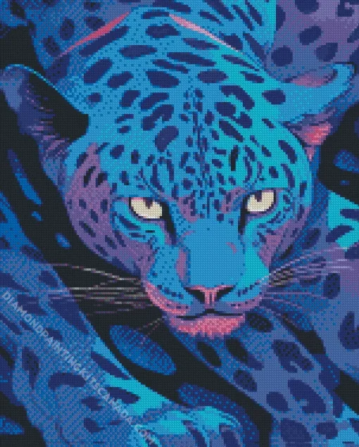 Illustration Blue Jaguar Diamond Painting