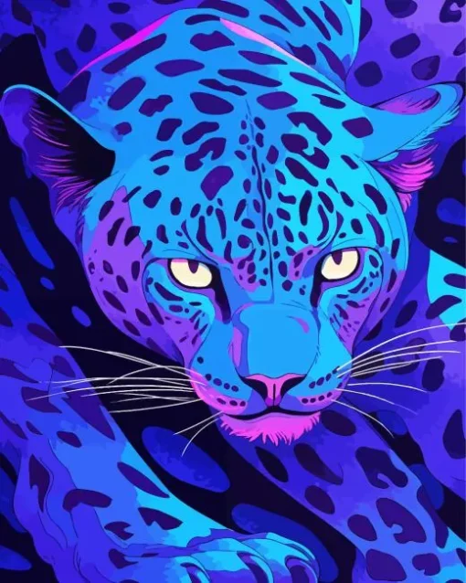 Illustration Blue Jaguar Diamond Painting