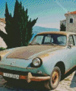 Old Blue Car Diamond Painting