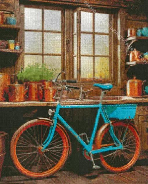 Old Blue Bike Diamond Painting