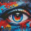 Splatter Blue And Red Eye Diamond Painting