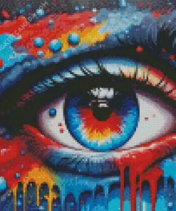 Splatter Blue And Red Eye Diamond Painting