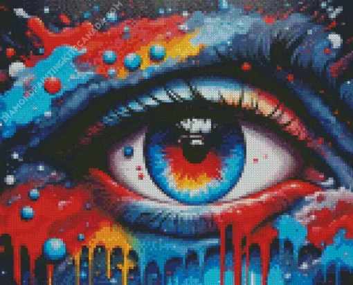 Splatter Blue And Red Eye Diamond Painting