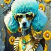 Stylish Blue Poodle Dog Diamond Painting