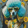 Stylish Blue Poodle Dog Diamond Painting