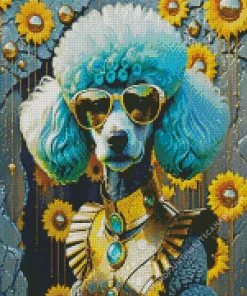 Stylish Blue Poodle Dog Diamond Painting