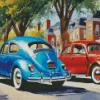 VW Blue And Red Cars Diamond Painting