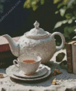 Vintage Teapot And Books Diamond Painting