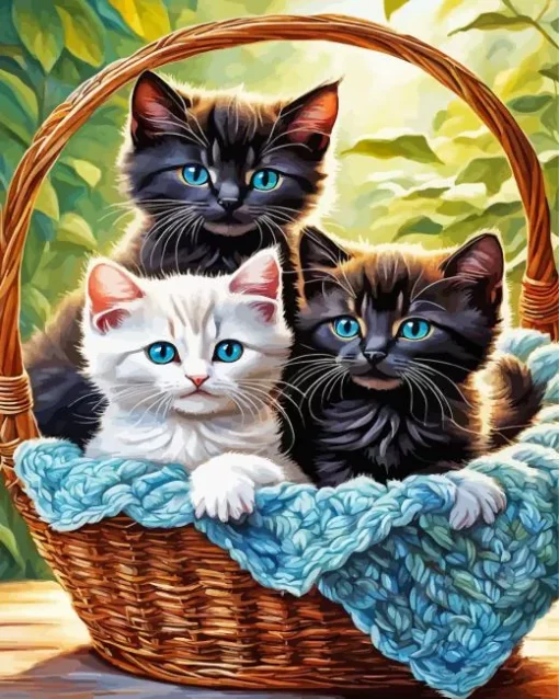 White Cat And Blue Eyed Black Cats Diamond Painting