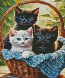 White Cat And Blue Eyed Black Cats Diamond Painting