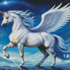 Winged Blue And White Unicorn Diamond Painting