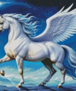 Winged Blue And White Unicorn Diamond Painting