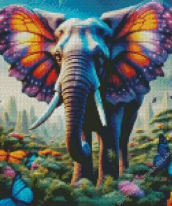 Aesthetic Elephant With Butterflies Art Diamond Painting