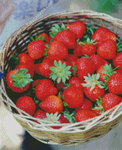 Basket Of Strawberries Diamond Painting