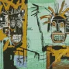 Basquiat Two Heads On Gold Diamond Painting