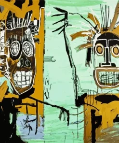 Basquiat Two Heads On Gold Diamond Painting