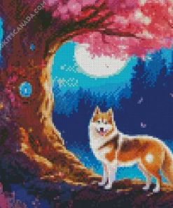 Beige Husky Diamond Painting