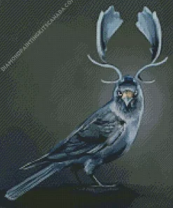 Bird With Antlers Diamond Painting