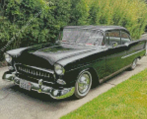 Black 55 Chevy Bel Air Diamond Painting