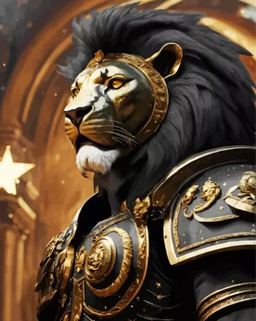 Black And Gold Lion Diamond Painting