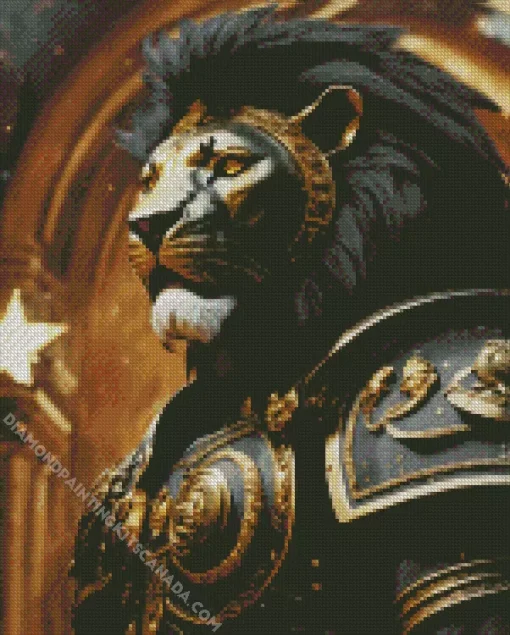 Black And Gold Lion Diamond Painting