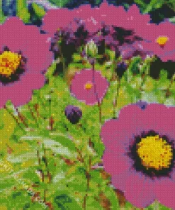 Black And Purple Flowers Diamond Painting