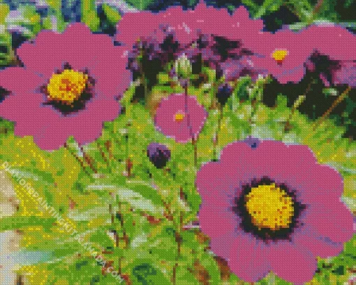 Black And Purple Flowers Diamond Painting