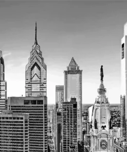 Black And White Philadelphia Skyline Diamond Painting