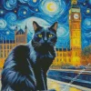 Black Cat Big Ben Van Gogh Diamond Painting