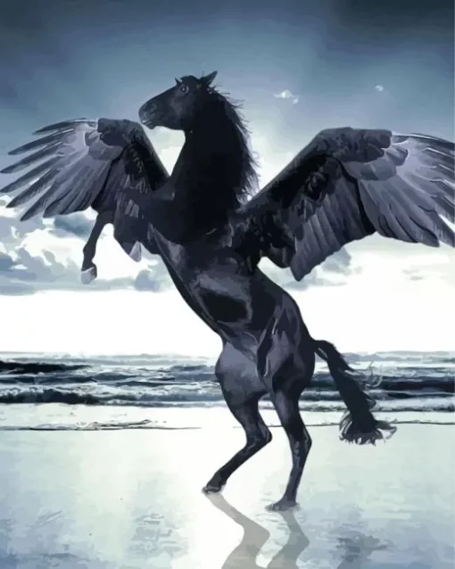 Black Horse With Wings Diamond Painting