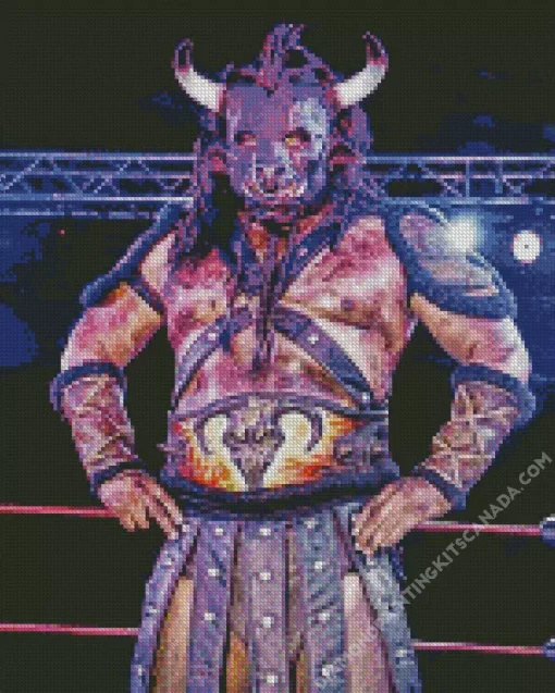 Black Taurus Mexican Wrestler Diamond Painting