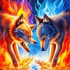 Blue And Fire Wolf Diamond Painting