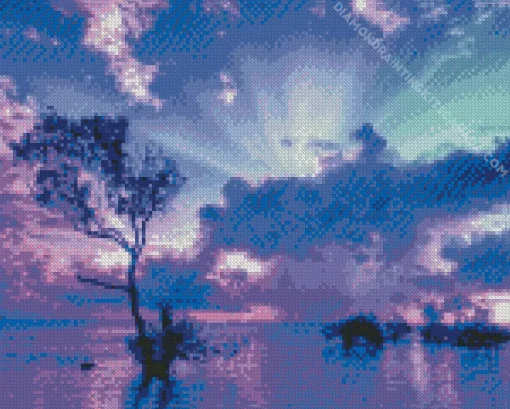 Blue And Purple Sunset Diamond Painting