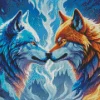 Blue And Red Fire Wolf Diamond Painting