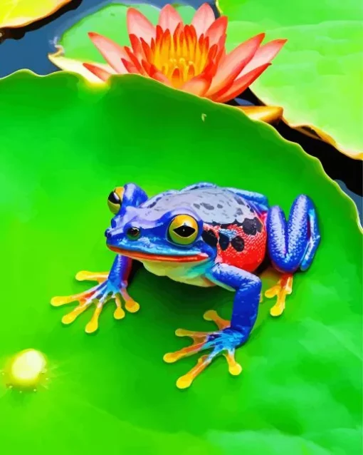 Blue And Red Frog Diamond Painting