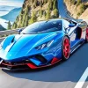 Blue And Red Lamborghini Diamond Painting