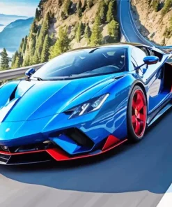 Blue And Red Lamborghini Diamond Painting