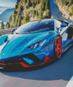 Blue And Red Lamborghini Diamond Painting