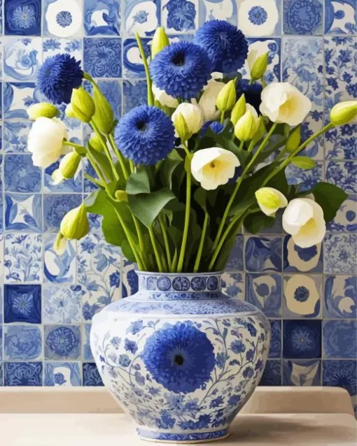 Blue And White Flower Vase Diamond Painting