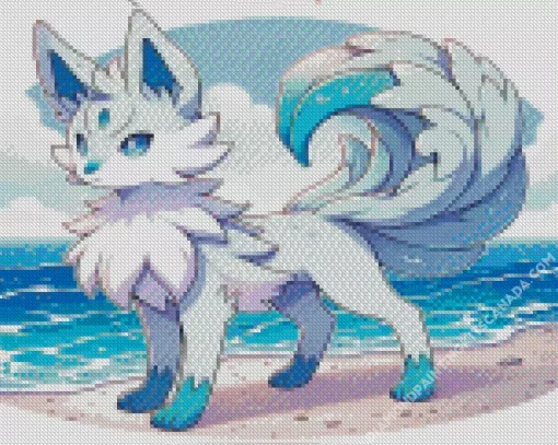 Blue And White Fox Pokemon Diamond Painting