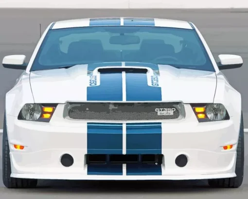 Blue And White Mustang Car Diamond Painting