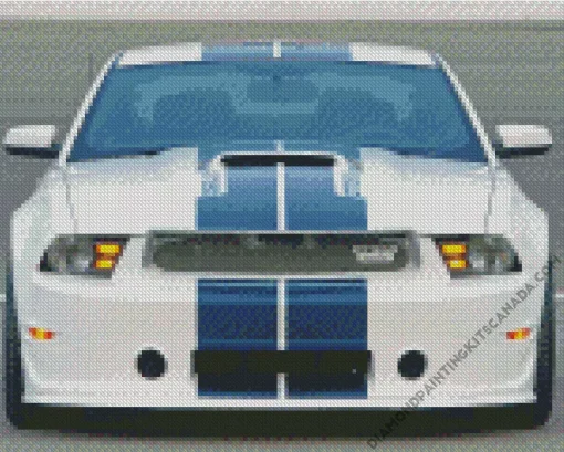 Blue And White Mustang Car Diamond Painting